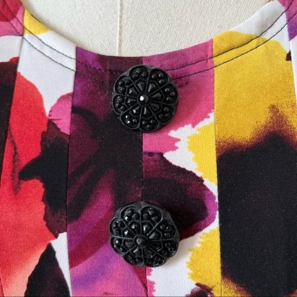 Dress Womens Small Multi-Colored Floral Print Pockets Stretch Sleeveless - Picture 13 of 15